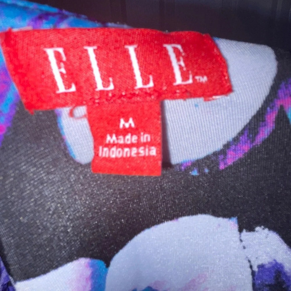 Elle Floral Midi Dress Black Purple Size Medium Bohemian Summer Travel Colorful - Picture 3 of 4